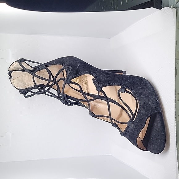 Vince Camuto Black Suede Lace Up High Heels - Picture 10 of 15